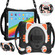 Cute Cat King Kids Shockproof Silicone Tablet Case with Holder & Shoulder Strap & Handle iPad 10.2 2021 / 2020 / 2019 / Pro 10.5 / Air 10.5 - Black Orange