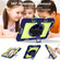 iPad 10.2 2021 / 2020 / 2019 360 Degree Rotation Contrast Color Shockproof Silicone + PC Case with Holder & Hand Grip Strap & Shoulder Strap - Navy+Yellow Green
