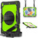 iPad 10.2 2021 / 2020 / 2019 Shockproof Silicone + PC Protective Case with Holder & Shoulder Strap & Pen Slot - Black + Yellow Green