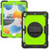 iPad 10.2 2021 / 2020 / 2019 Shockproof Silicone + PC Protective Case with Holder & Shoulder Strap & Pen Slot - Black + Yellow Green