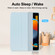 iPad 10.2 2021 / 2020 / 2019 Tri-fold Holder TPU Cover Frosted Leather Smart Tablet Case withh Pen Slot - Sky Blue