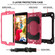 iPad 10.2 Shockproof PC + Silicone Combination Case with Holder & Hand Strap & Shoulder Strap - Black + Rose Red