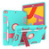 iPad 10.2 Shockproof PC + Silicone Protective Case with Holder & Pen Slot - Mint Green + Rose Red