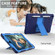 iPad 10.2 Shockproof Two-Color Silicone Protection Case with Holder & Pen Slot - Dark Blue+Blue