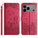 iPhone 17 Pro Max Cat Embossing Pattern Leather Phone Case with Lanyard - Red