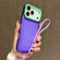 iPhone 17 Pro Max Color Contrast Lens Frame Transparent TPU Phone Case with Lanyard - Purple+Green