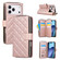 iPhone 17 Pro Max Crossbody Rhombic Zipper Tower Buckle Leather Phone Case with Lanyard - Rose Gold