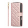 iPhone 17 Pro Max Crossbody Rhombic Zipper Tower Buckle Leather Phone Case with Lanyard - Rose Gold