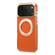 iPhone 17 Pro Max Denior A23 Magnetic Holder Electroplating Genuine Leather Phone Case - Orange