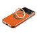 iPhone 17 Pro Max Denior A23 Magnetic Holder Electroplating Genuine Leather Phone Case - Orange