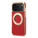 iPhone 17 Pro Max Denior A23 Magnetic Holder Electroplating Genuine Leather Phone Case - Red
