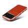iPhone 17 Pro Max Denior Crocodile Texture Genuine Leather Electroplating Phone Case - Mocha Brown