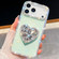 iPhone 17 Pro Max Diamond Glitter Gemstone Heart Holder Phone Case - Light Green