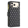 iPhone 17 Pro Max Diamond Lattice Zipper Wallet Leather Flip Phone Case - Black