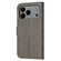 iPhone 17 Pro Max Embossed Happy Cat Pattern Flip Leather Phone Case - Grey