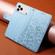 iPhone 17 Pro Max Embossed Heart Dog RFID Blocking Wallet Leather Phone Case - Sky Blue