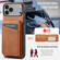 iPhone 17 Pro Max Fierre Shann Cowhide Vertical Flip Magnetic Card Holder Phone Case - Brown