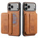 iPhone 17 Pro Max Fierre Shann Oil Wax Cow Leather Card Holder Back Phone Case - Brown