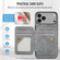 iPhone 17 Pro Max Fierre Shann Oil Wax Cow Leather Card Holder Back Phone Case - Grey