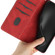 iPhone 17 Pro Max Grid Stitching Leather Phone Case with Lanyard - Red