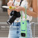 iPhone 17 Pro Max Integrated Card Bag Solid Color Liquid Silicone Phone Case Gen2 with Short Lanyard - Green