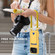 iPhone 17 Pro Max Integrated Card Bag Solid Color Liquid Silicone Phone Case Gen2 with Short Lanyard - Yellow