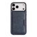 iPhone 17 Pro Max Kalebol Strong MagSafe Magnetic Two-Fold Card Bag Leather Phone Case - Blue
