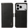 iPhone 17 Pro Max KHAZNEH Side-Magnetic Litchi Genuine Leather RFID Case - Black