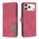 iPhone 17 Pro Max Magnetic Buckle Rhombus Texture Leather Phone Case - Red