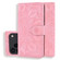 iPhone 17 Pro Max Mandala Embossed Dual-Fold Calf Leather Phone Case - Pink