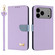 iPhone 17 Pro Max Metal Bow Leather Phone Case with Hand Strap - Purple