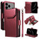 iPhone 17 Pro Max Multi Card Wallet Leather Phone Case with Strap - Red