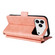 iPhone 17 Pro Max Multi-card Slots Crossbody Cowhide Leather Phone Case - Pink