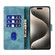 iPhone 17 Pro Max Pen Heart Cat Embossed Leather Phone Case - Blue