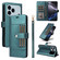 iPhone 17 Pro Max Six Card Slots Buckle Leather Phone Case with Lanyard - Green