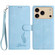 iPhone 17 Pro Max Skin Feel Embossed Feather Leather Phone Case - Light Blue