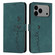 iPhone 17 Pro Max Skin Feel Heart Embossed Leather Phone Case with Long Lanyard - Green
