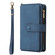 iPhone 17 Pro Max Skin Feel Multi Card Slots Zipper Wallet Leather Phone Case - Blue
