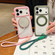 iPhone 17 Pro Max Solid Color Edge Transparency Rotation Holder MagSafe Phone Case with Wrist Strap - Black
