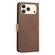 iPhone 17 Pro Max Splicing Color Hollow Flower Pattern RFID Leather Phone Case - Brown