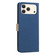 iPhone 17 Pro Max Splicing Color Hollow Flower Pattern RFID Leather Phone Case - Dark Blue