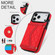 iPhone 17 Pro Max Splicing Rhombic Texture Card Bag Phone Case with Long Lanyard - Red