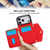 iPhone 17 Pro Max Splicing Rhombic Texture Card Bag Phone Case with Long Lanyard - Red