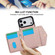iPhone 17 Pro Max Splicing Rhombic Texture Card Bag Phone Case with Long Lanyard - Rose Gold