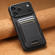 iPhone 17 Pro Max Suteni H03 Litchi Leather Card Bag Stand Back Phone Case - Black