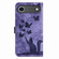 iPhone 17 Air Butterfly Cat Embossing Flip Leather Phone Case - Purple