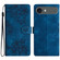 iPhone 17 Air Cherry Blossom Butterfly Skin Feel Embossed PU Phone Case - Blue