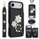 iPhone 17 Air Crossbody Flower Pattern Leather Phone Case - Black
