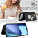 iPhone 17 Air Crossbody Flower Pattern Leather Phone Case - Black