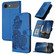 iPhone 17 Air Datura Flower Embossed Flip Leather Phone Case - Blue